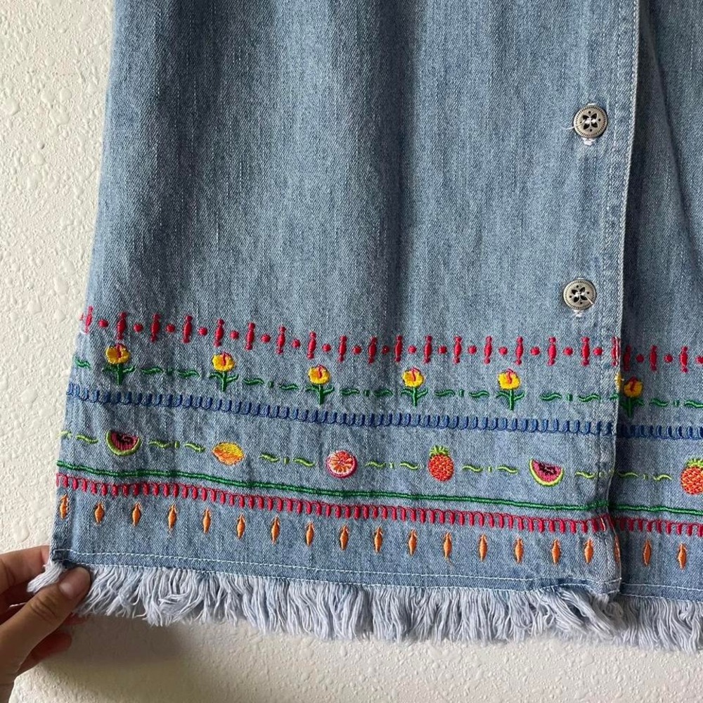 Vintage 90s Denim Embroidered Vest and Pants Set - Picture 3 of 7